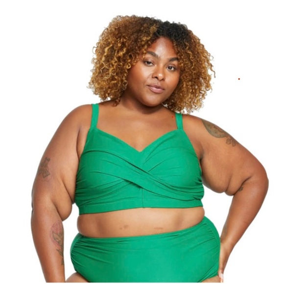 Universal Standard 2-Piece Twist Front Bikini Top Bikini Breif Bottom Green - Picture 2 of 9